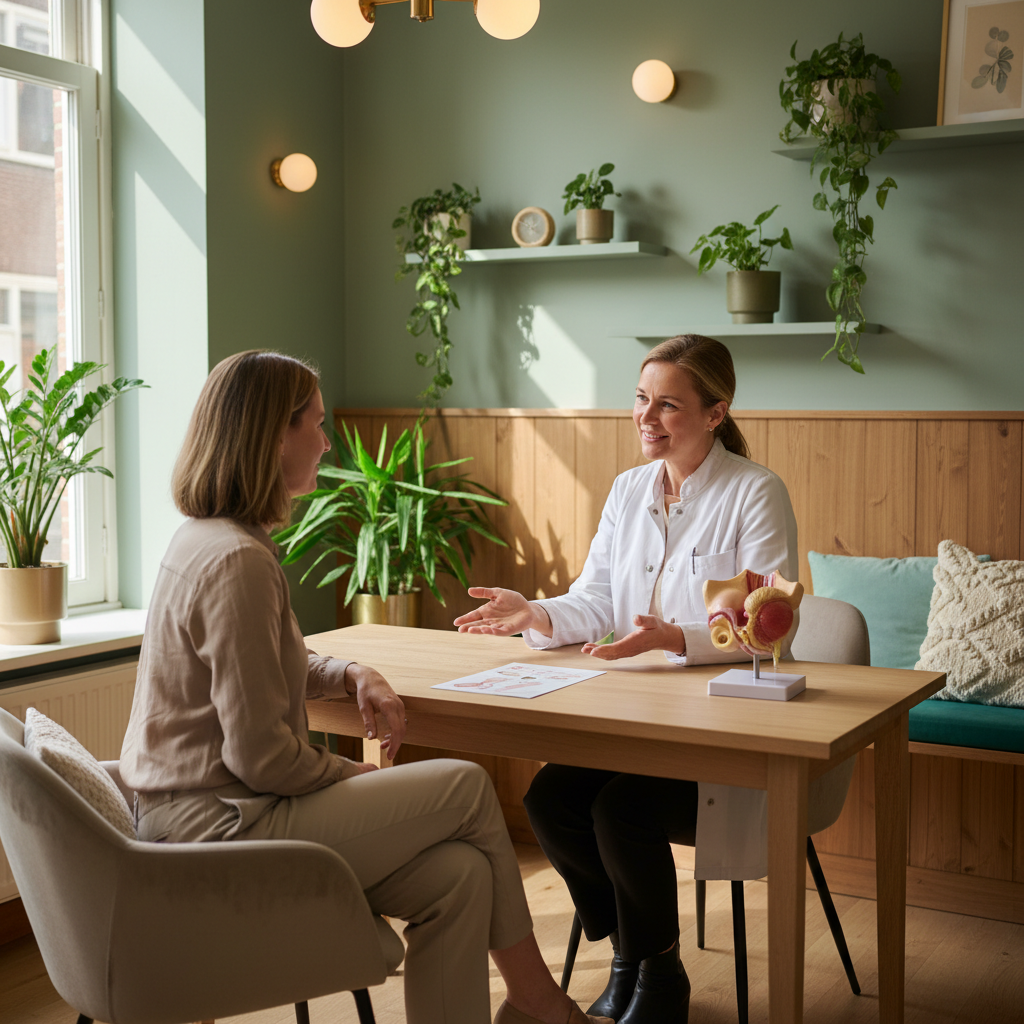 Gynaecoloog legt uitstrijkje procedure uit