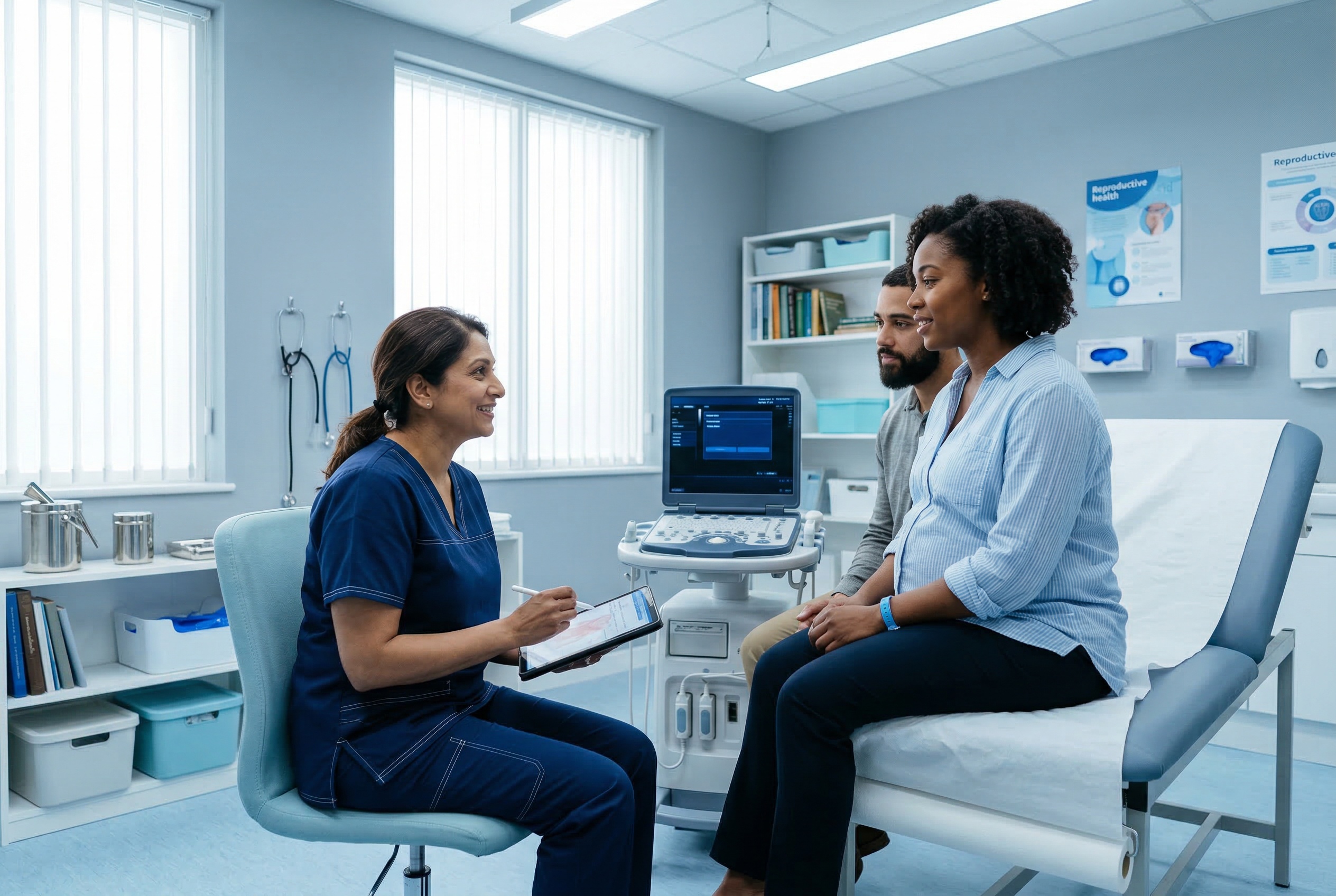 Gynaecoloog in gesprek met patient